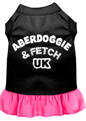 Aberdoggie Uk Screen Print Dress Black With Bright Pink Xs (8)