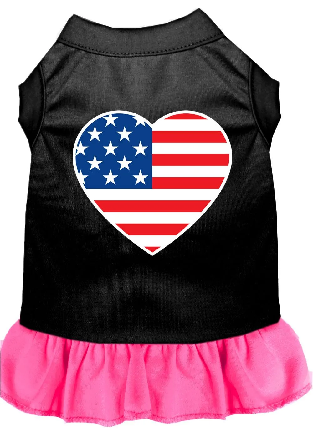 American Flag Heart Screen Print Dress Black With Bright Pink Lg (14)