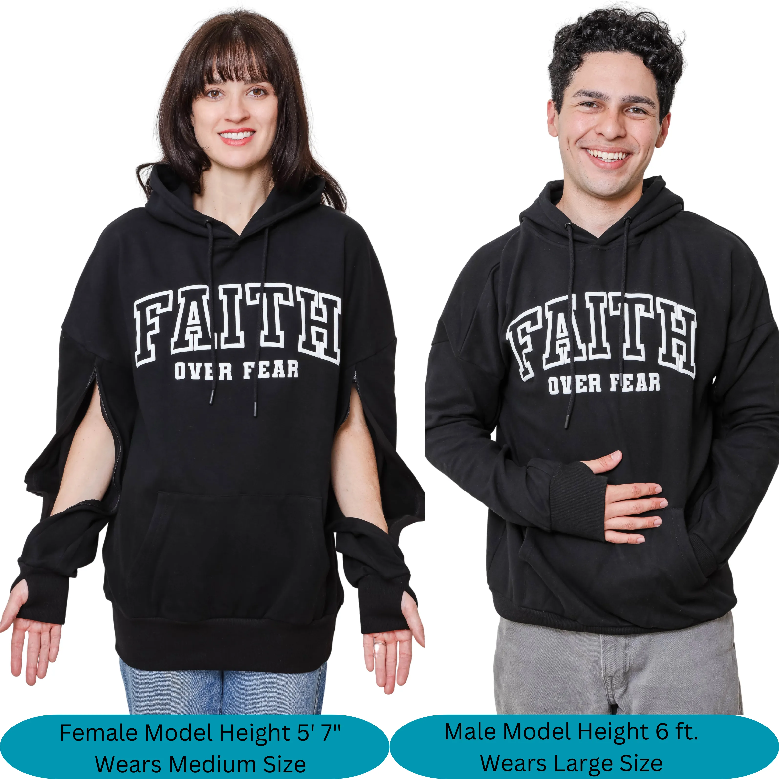 Arm Access Pullover Hoodies. For Men and Women