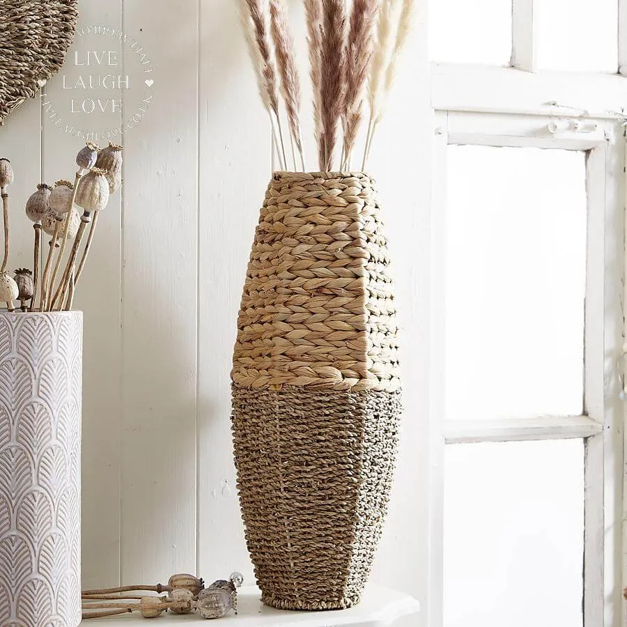 Bamboo & Seagrass Hexagon Shape Vase