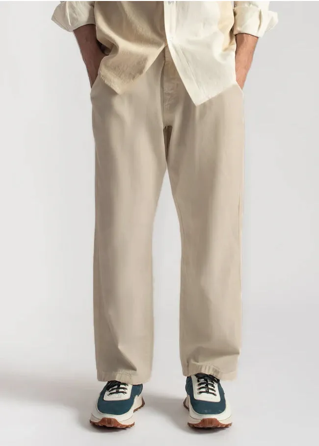 Beige Urban Pleat Relaxed Jeans