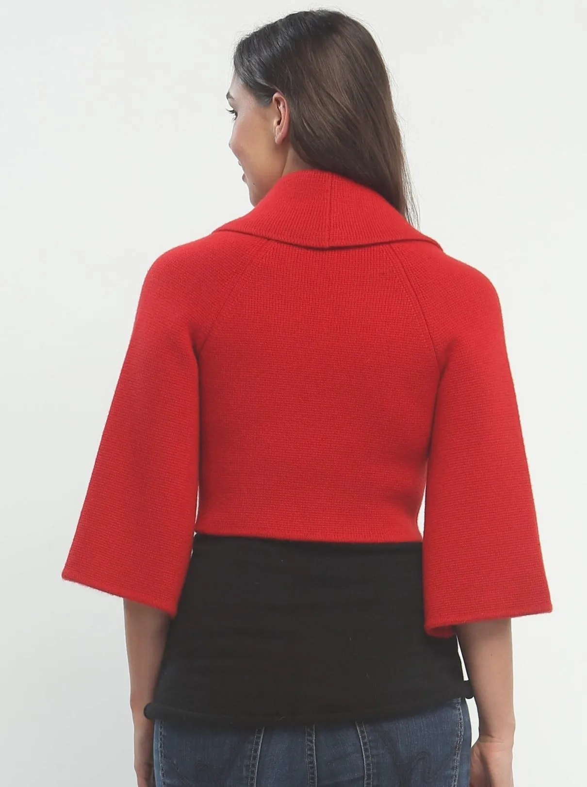 Bell Sleeve Cropped Jacket In Cashmere