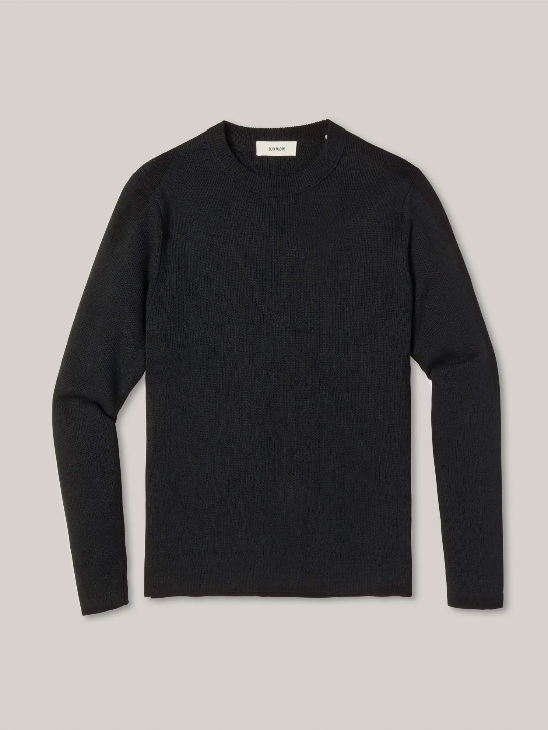 Black Cotton Linen Traveler Crew Sweater