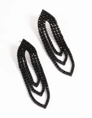 Black Mini Oval Cupchain Crop Earrings