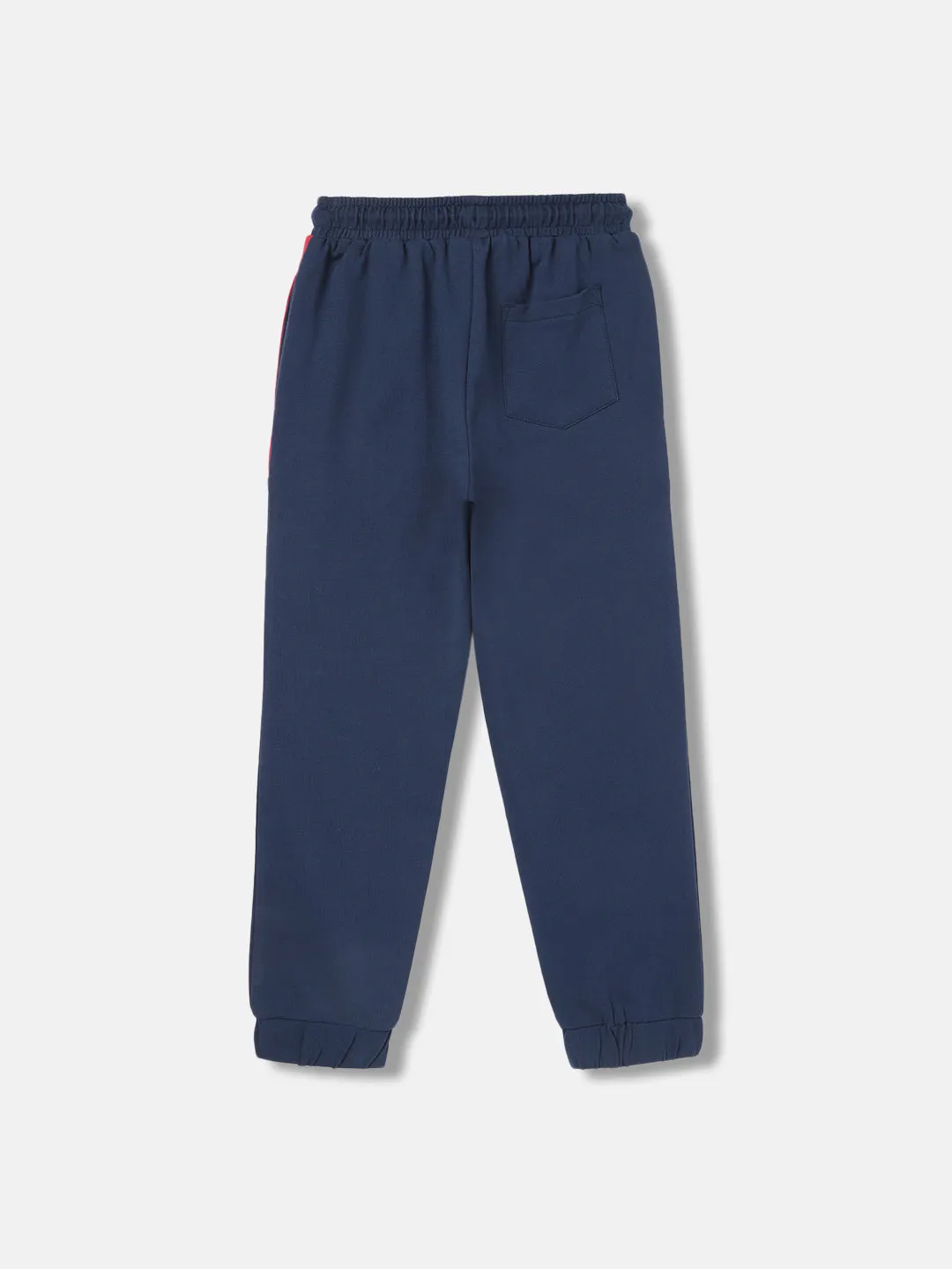 Blue Giraffe Boys Navy Blue Solid Relaxed Fit Mid-Rise Trackpant