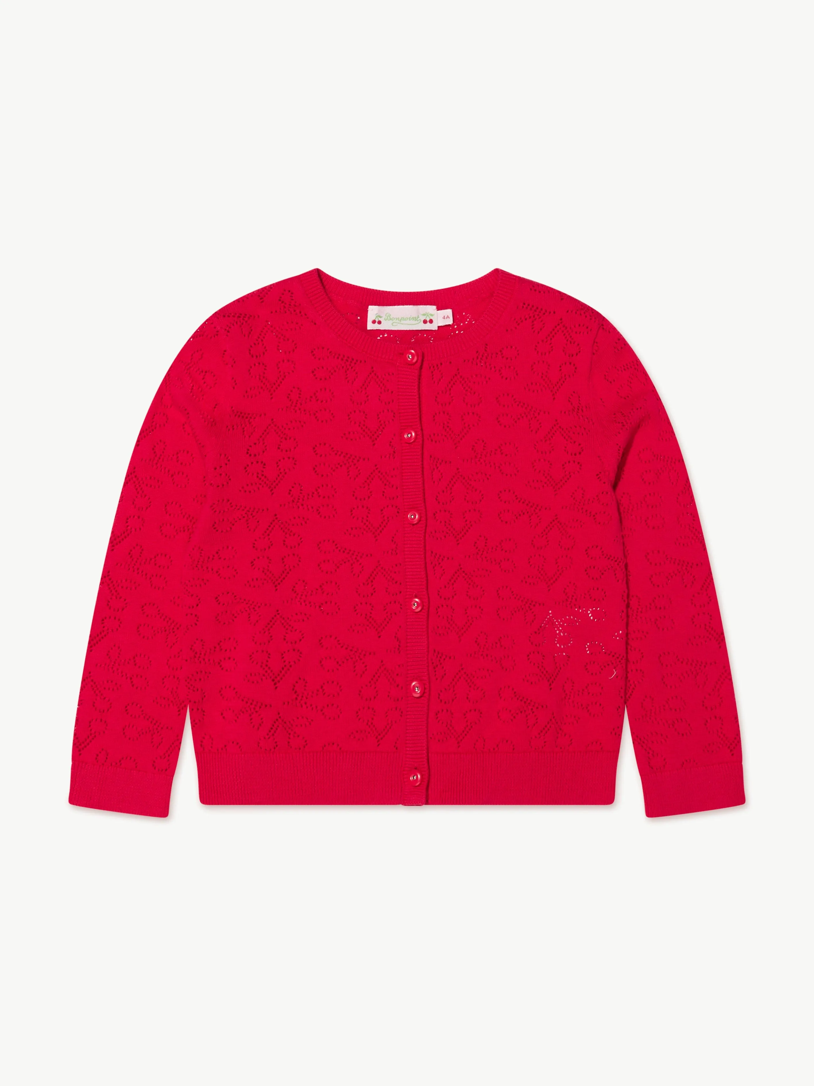 Bonpoint Girls Knitted Cardigan in Red