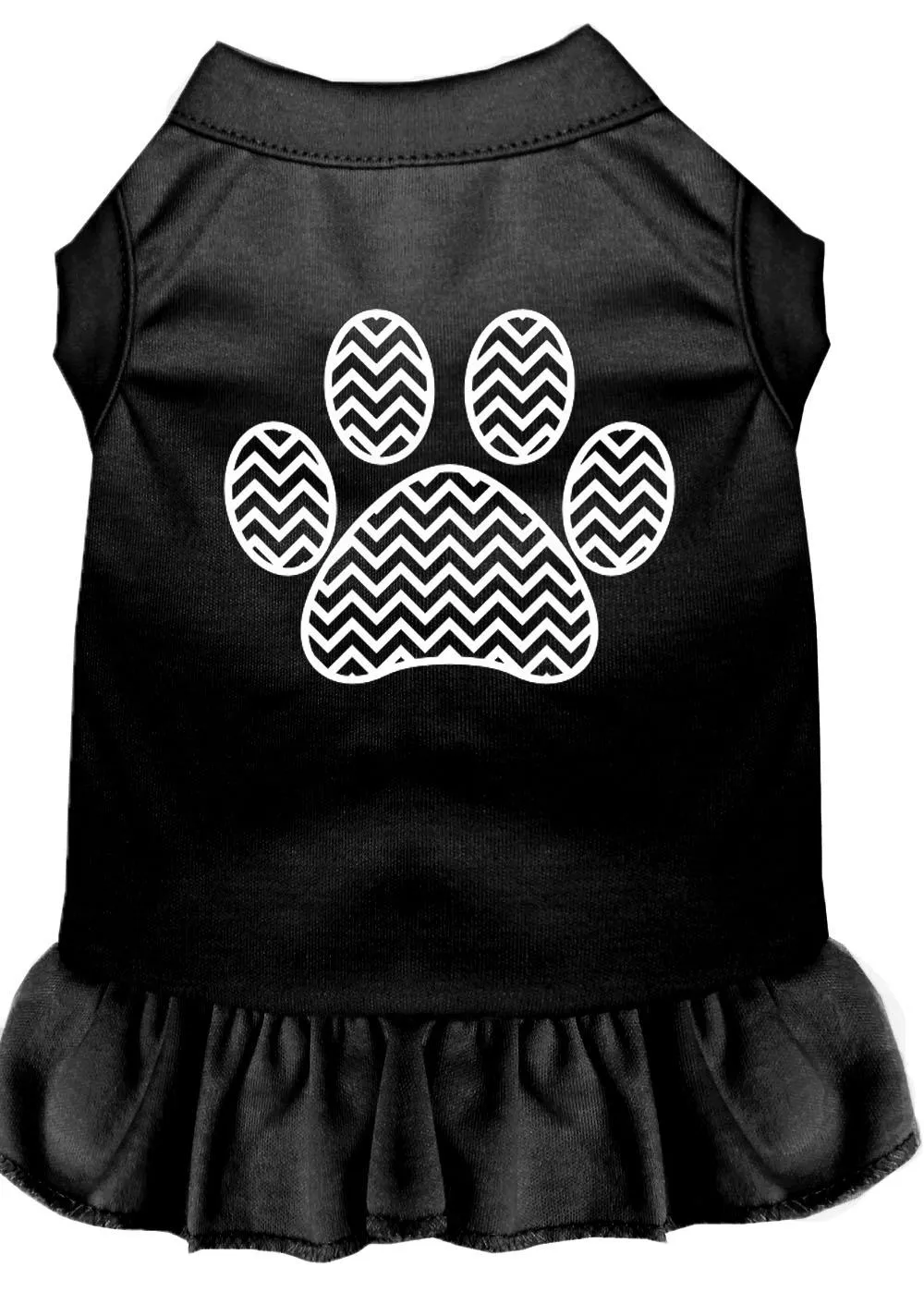 Chevron Paw Screen Print Dress Black 4x (22)