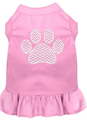 Chevron Paw Screen Print Dress Light Pink Lg (14)