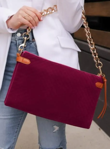 Chic Velvet Purse Fuschia