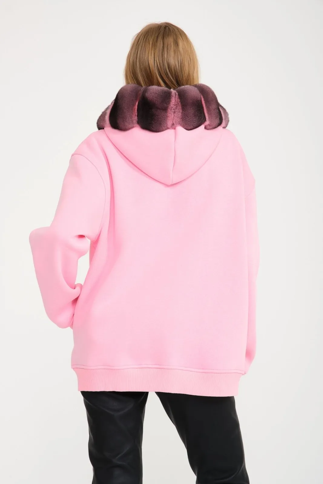 Chinchilla Fur-Lined Zipped Hoodie