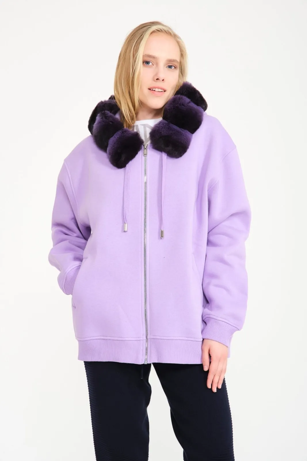 Chinchilla Fur-Lined Zipped Hoodie