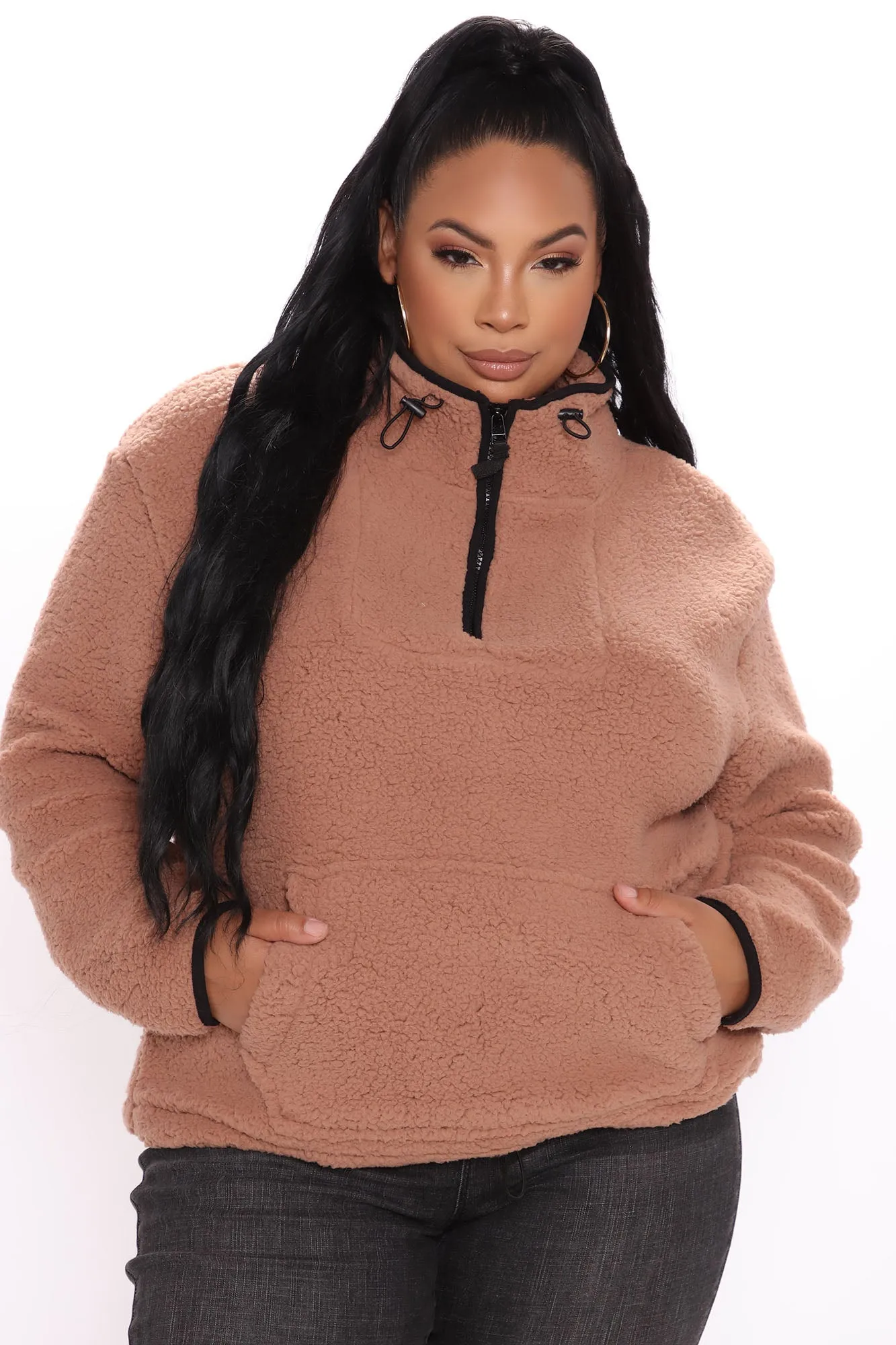 Cozy Feels Sherpa Pullover - Mocha