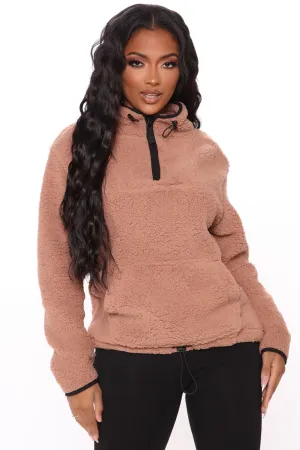 Cozy Feels Sherpa Pullover - Mocha