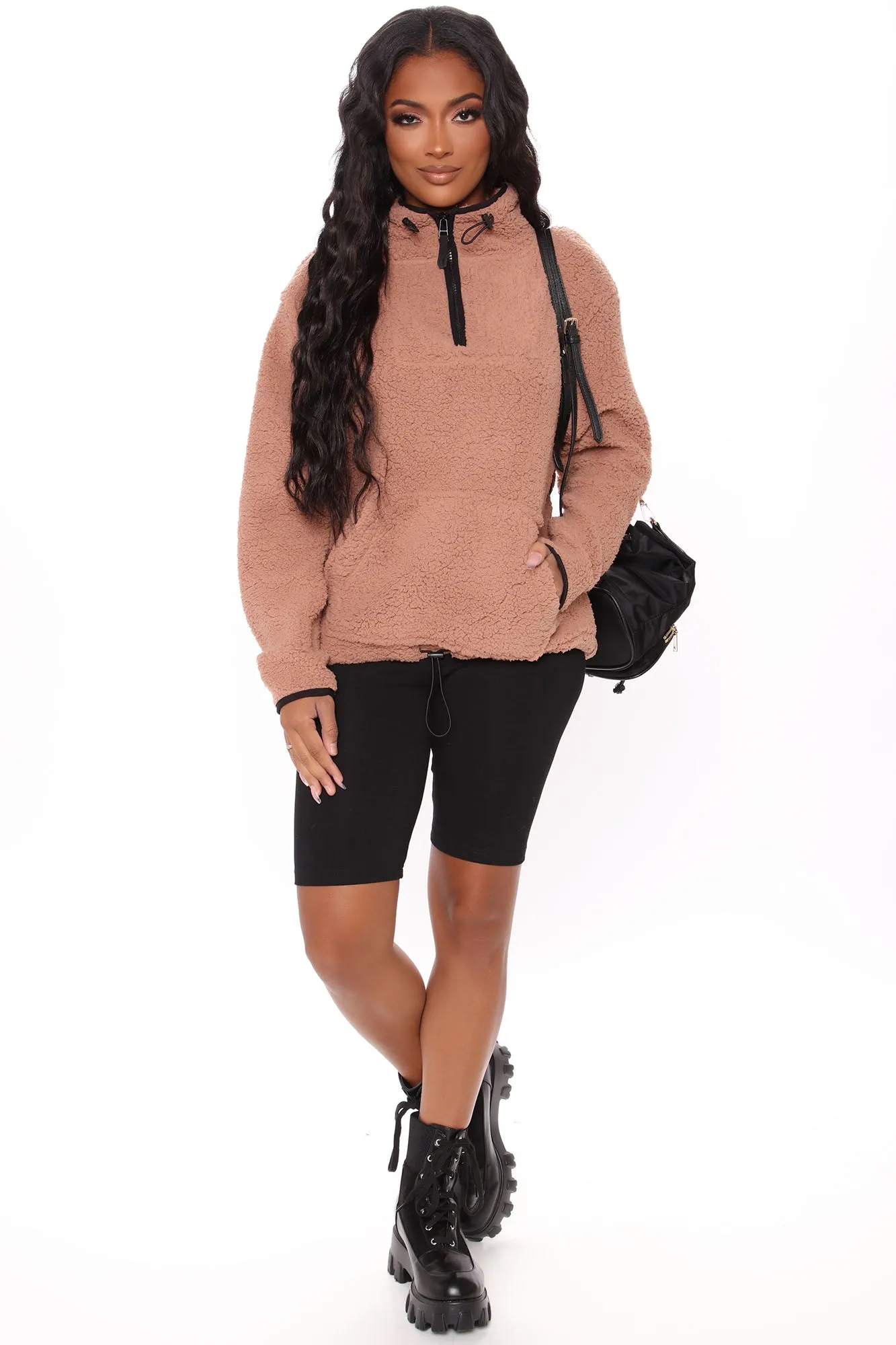 Cozy Feels Sherpa Pullover - Mocha