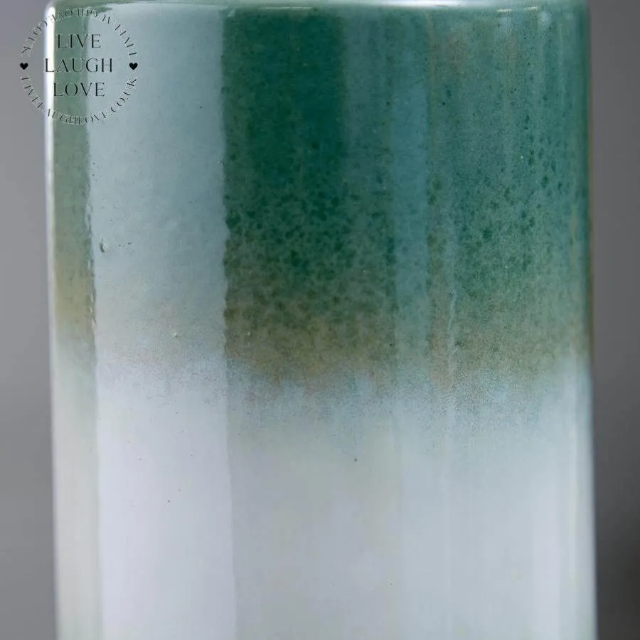 Dip Glaze Green-Toned Ceramic Vase