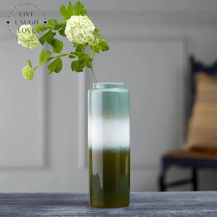 Dip Glaze Green-Toned Ceramic Vase