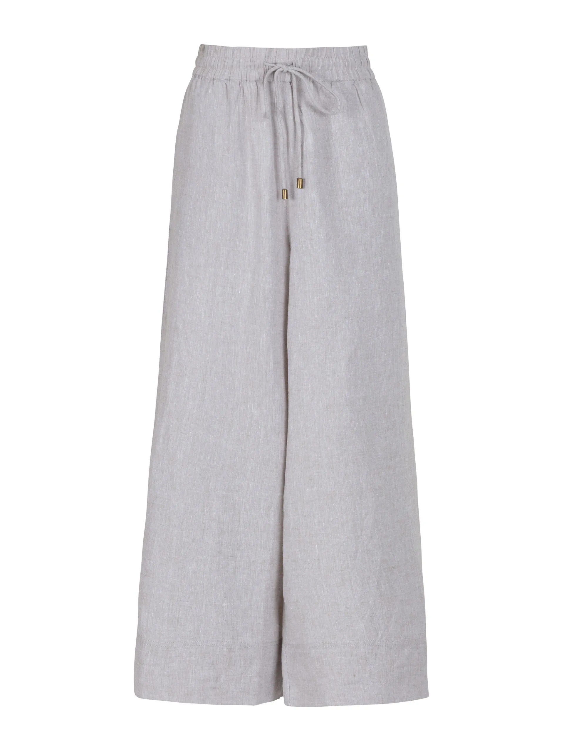 Doris stone linen cropped trousers