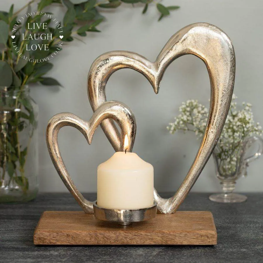 Double Heart Tealight Holder