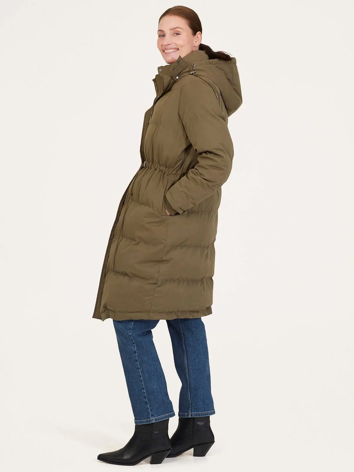 Elaina Recycled Polyester Cold Weather Coat - Khaki Green