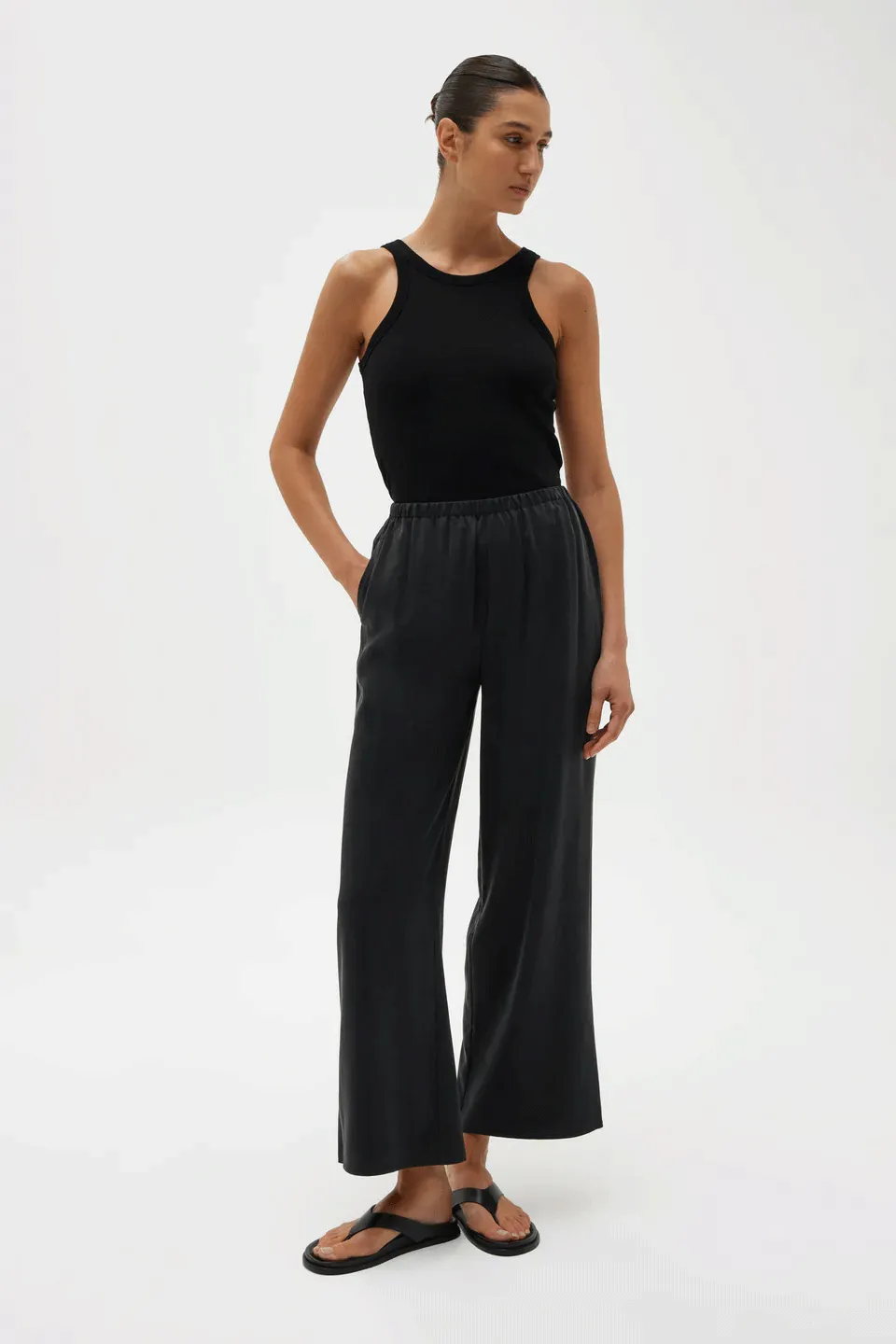 Ena Silk Pant - Black