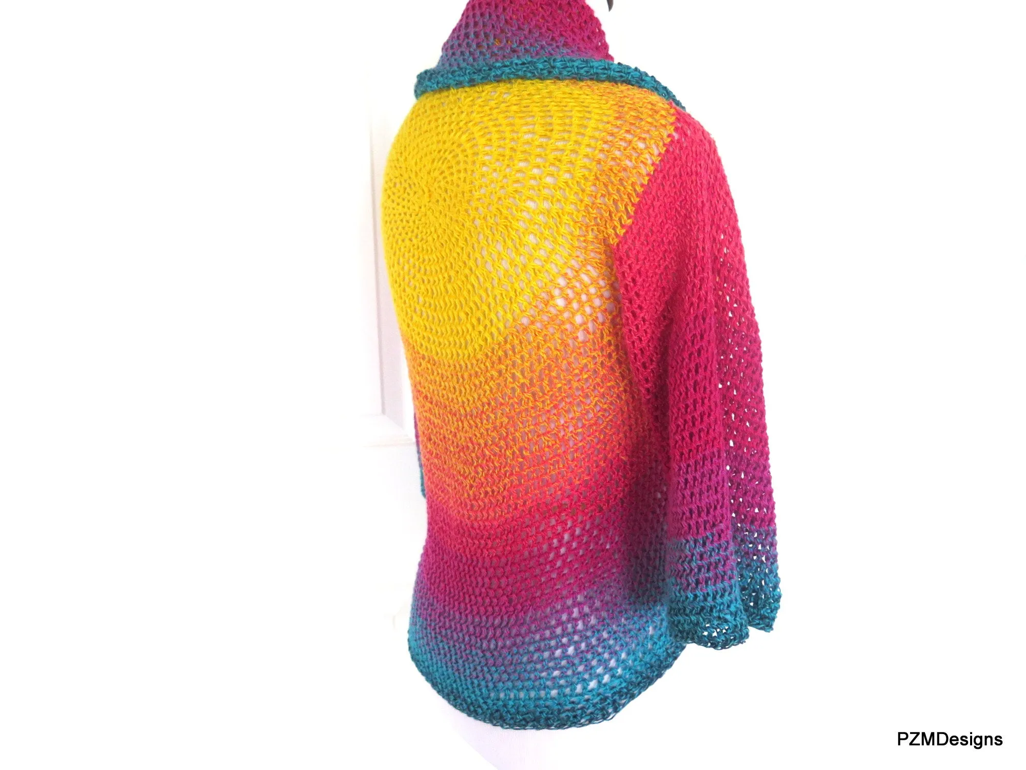 Extra Large Rainbow Crochet Circle Shrug