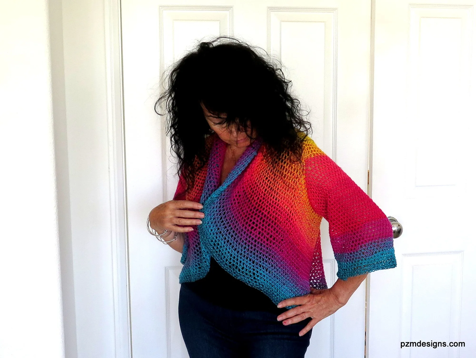 Extra Large Rainbow Crochet Circle Shrug