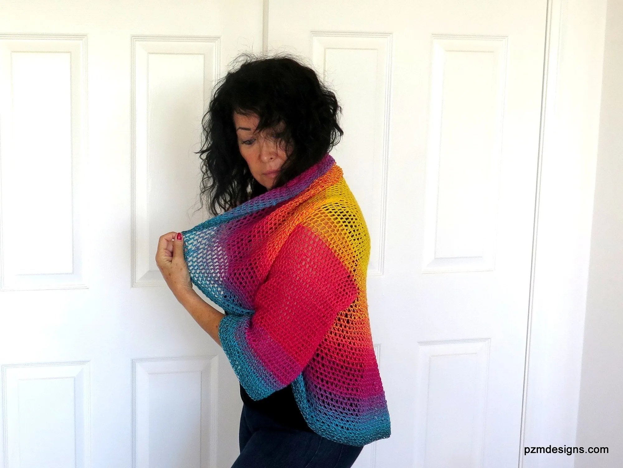 Extra Large Rainbow Crochet Circle Shrug