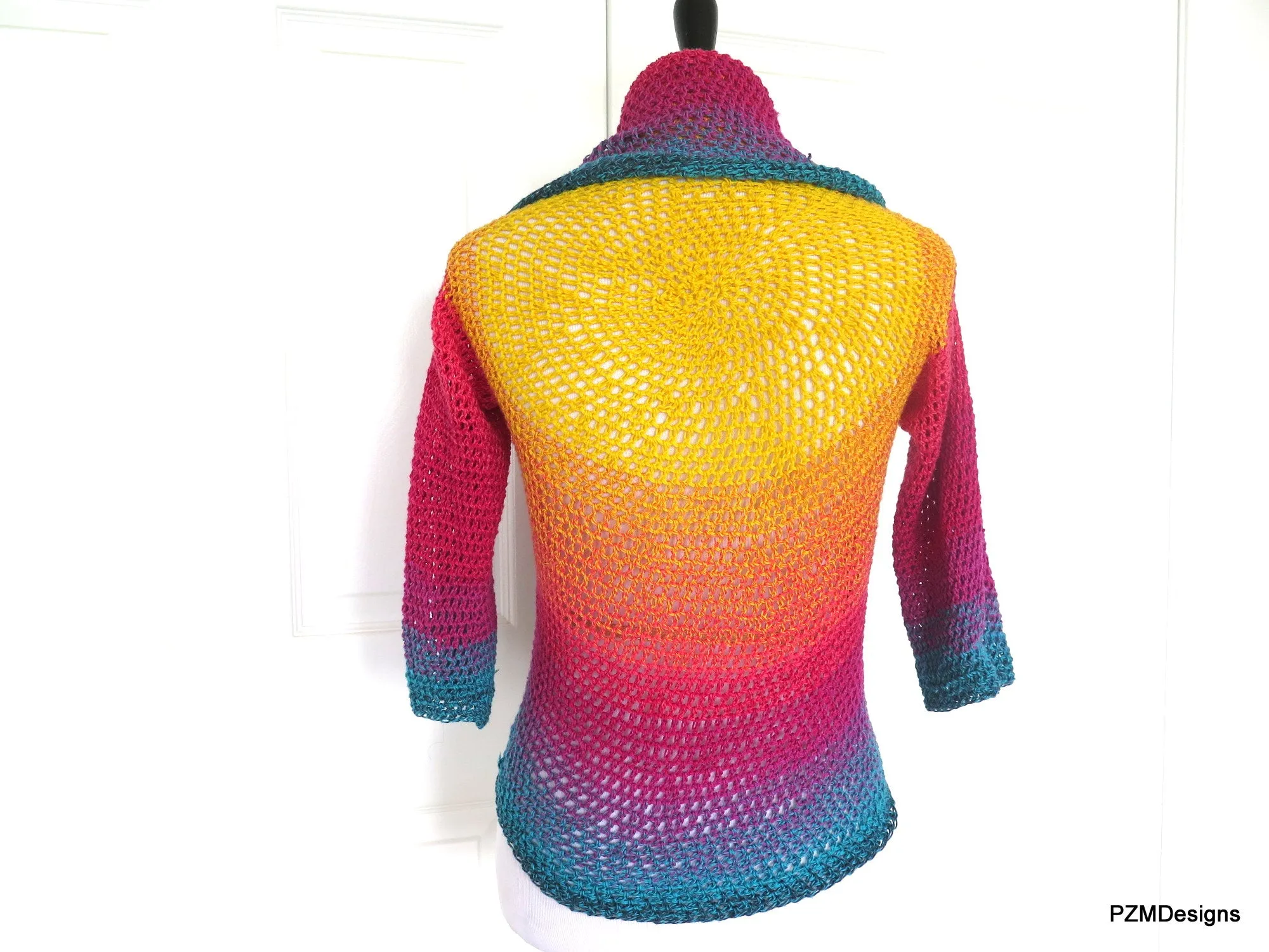 Extra Large Rainbow Crochet Circle Shrug