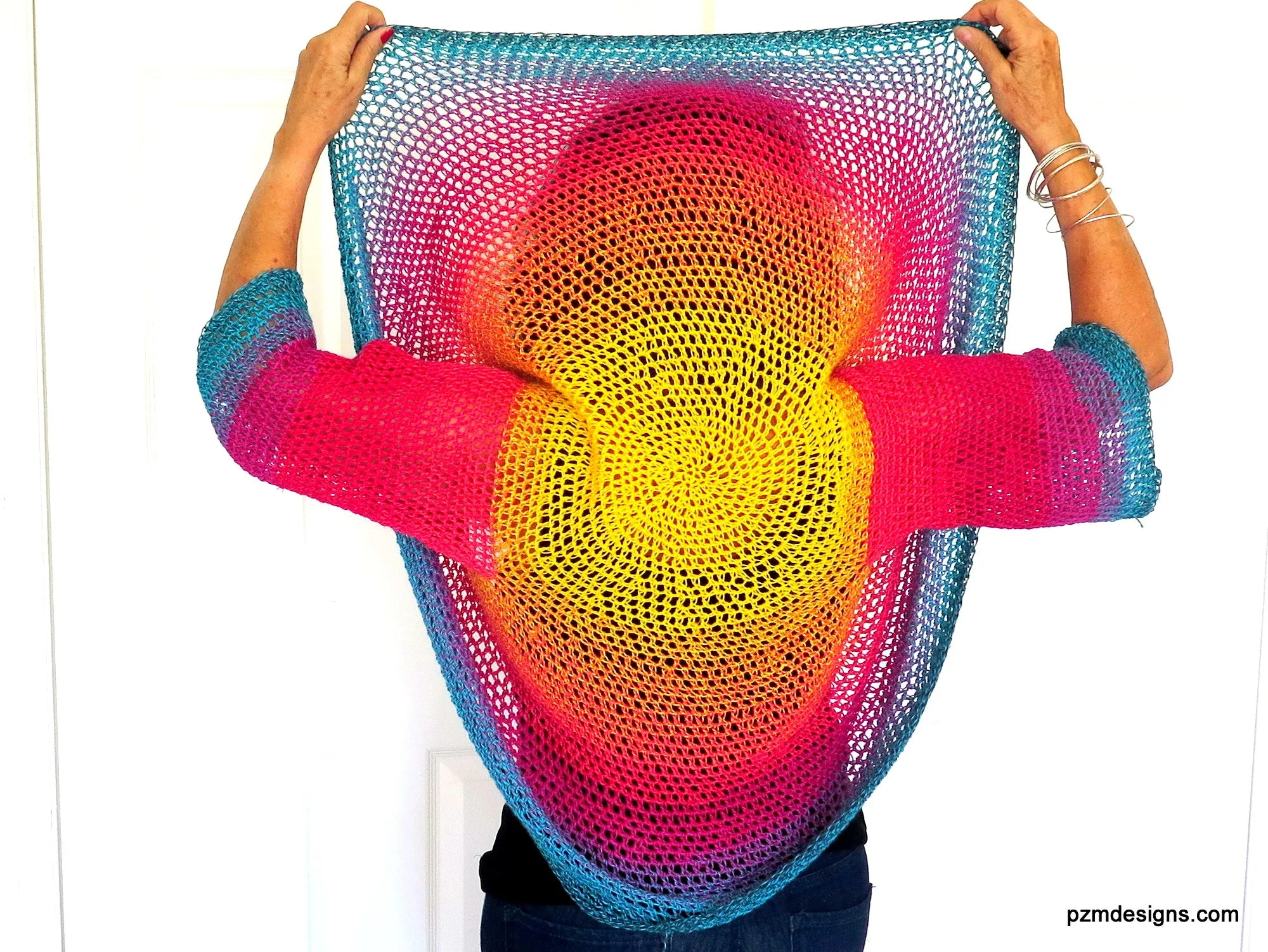 Extra Large Rainbow Crochet Circle Shrug