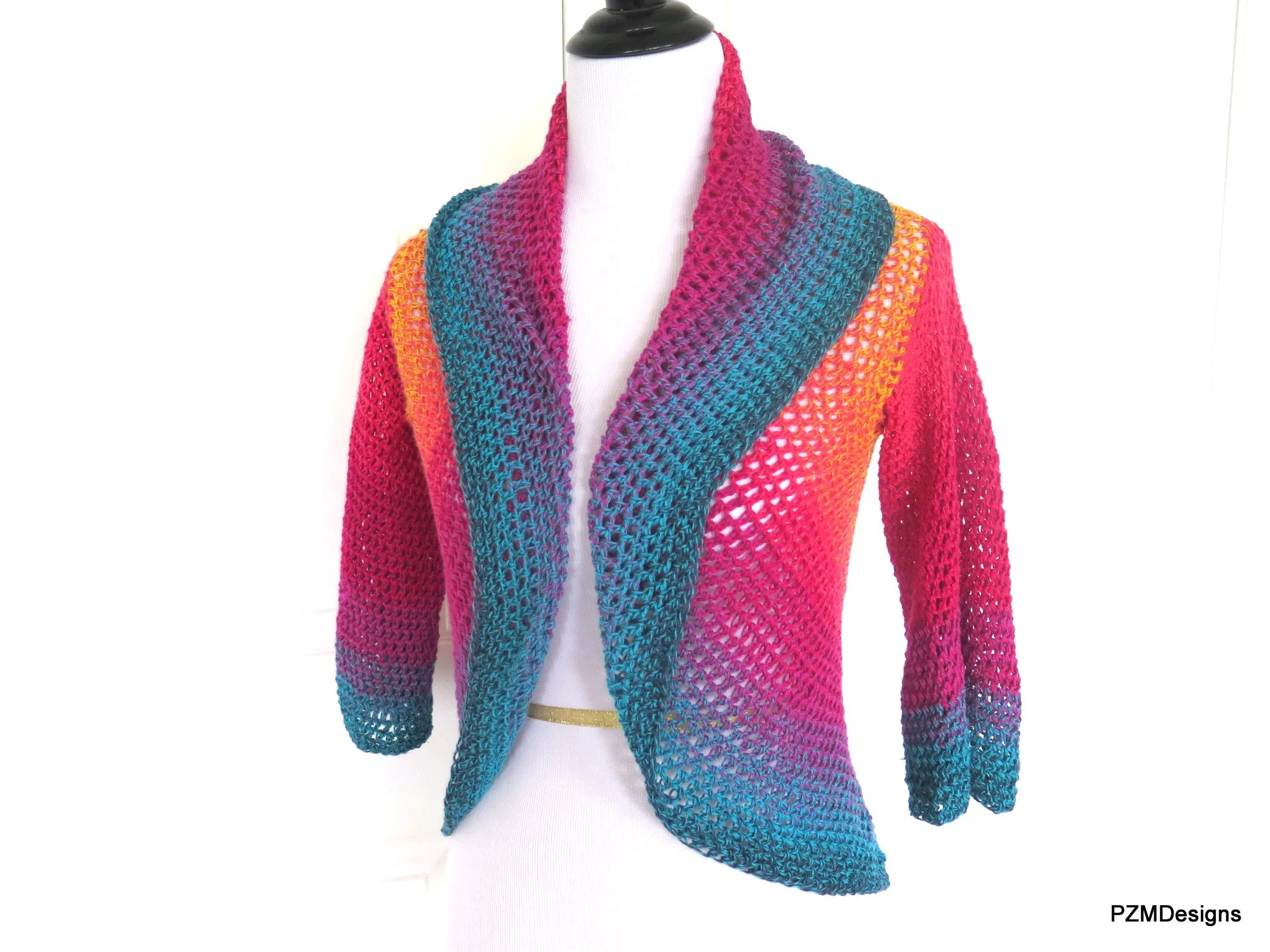 Extra Large Rainbow Crochet Circle Shrug