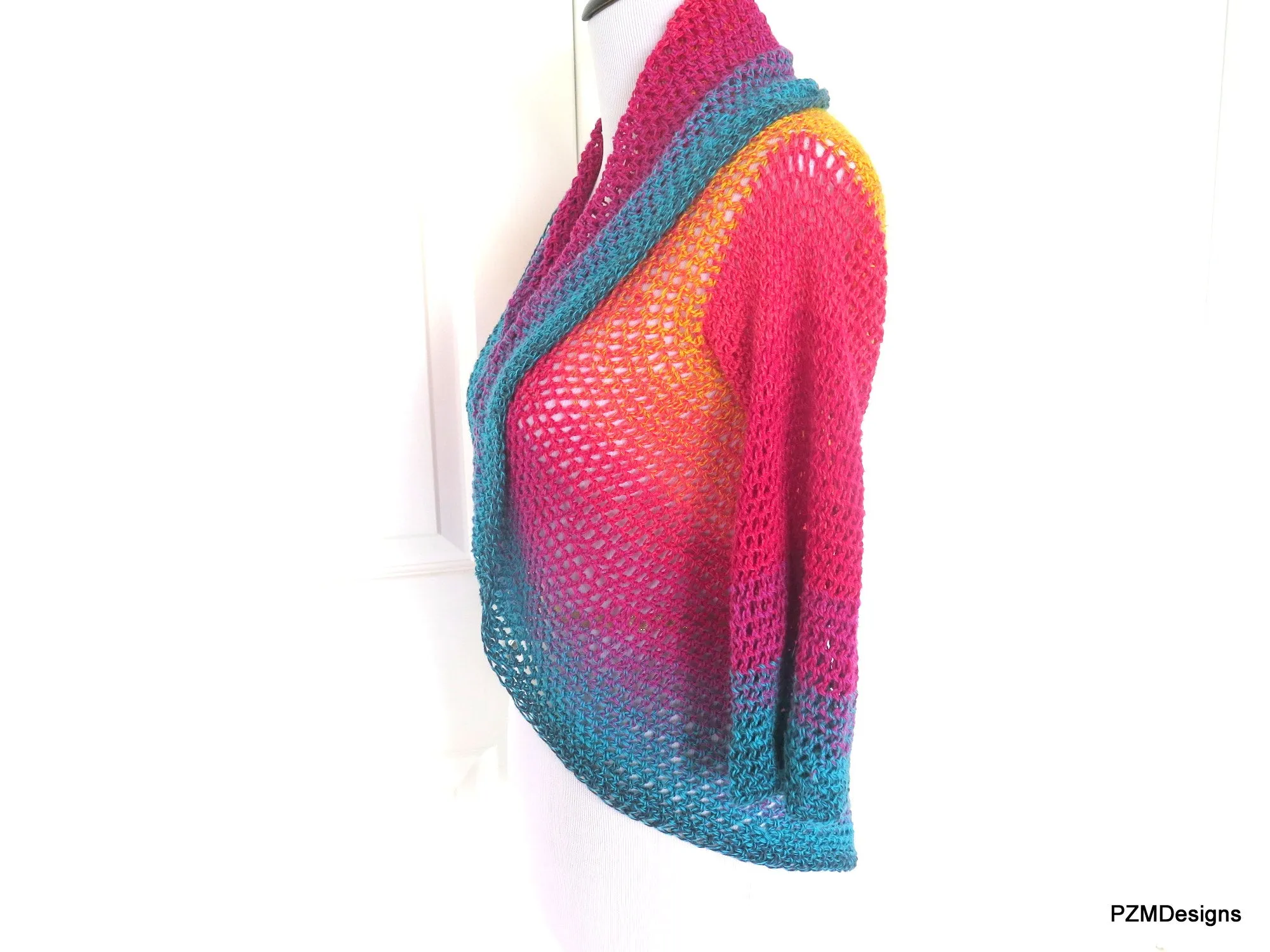 Extra Large Rainbow Crochet Circle Shrug