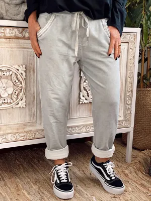 Fashionable Light Gray Loose Pants