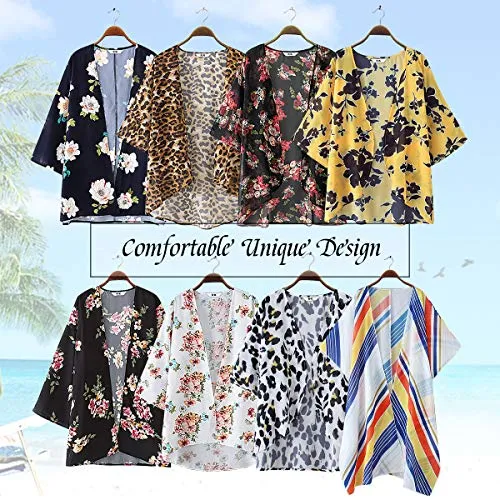 Floral Cover Up Chiffon Print Kimono Beachwear