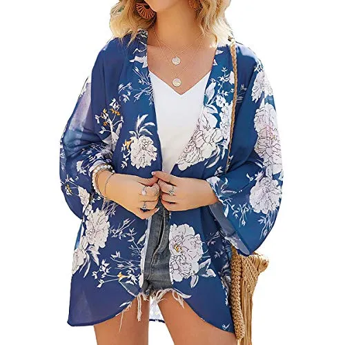 Floral Cover Up Chiffon Print Kimono Beachwear