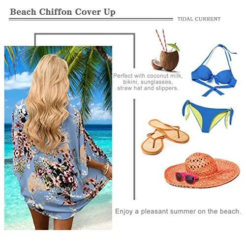 Floral Cover Up Chiffon Print Kimono Beachwear