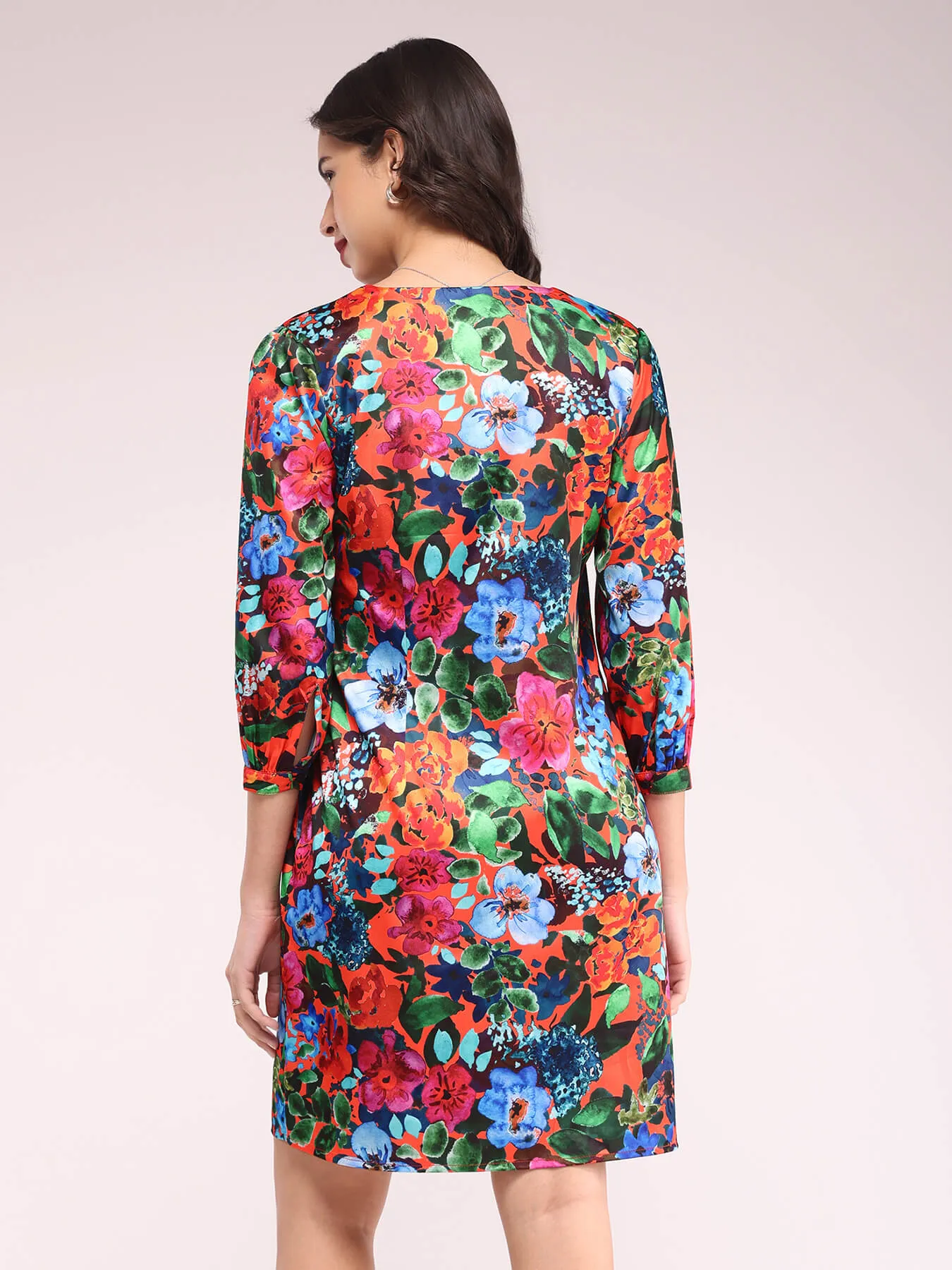 Floral Print Shift Dress - Multicolour