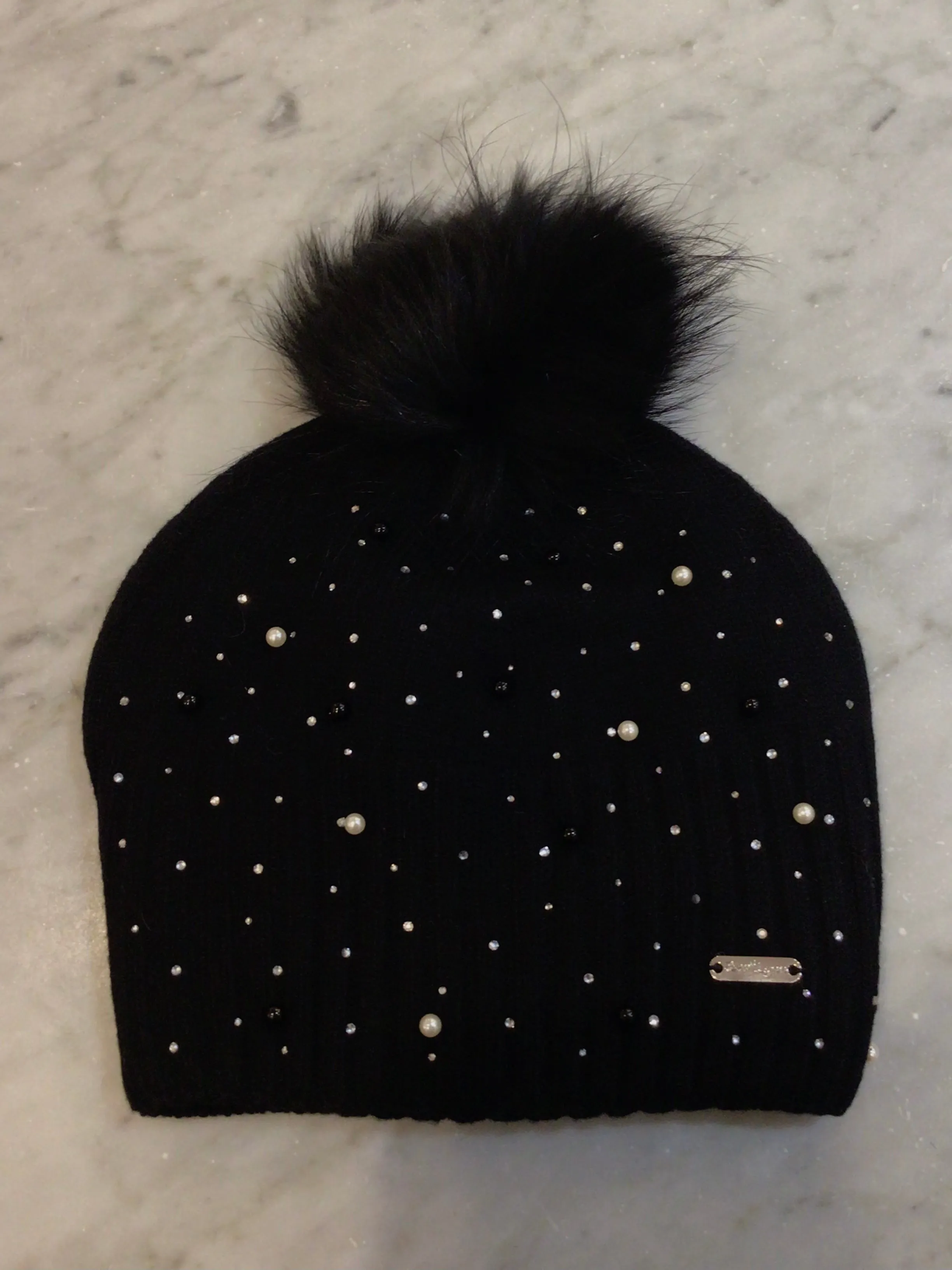 Girls Hat | Pearl and Crystal - Black | Bari Lynn Accessories