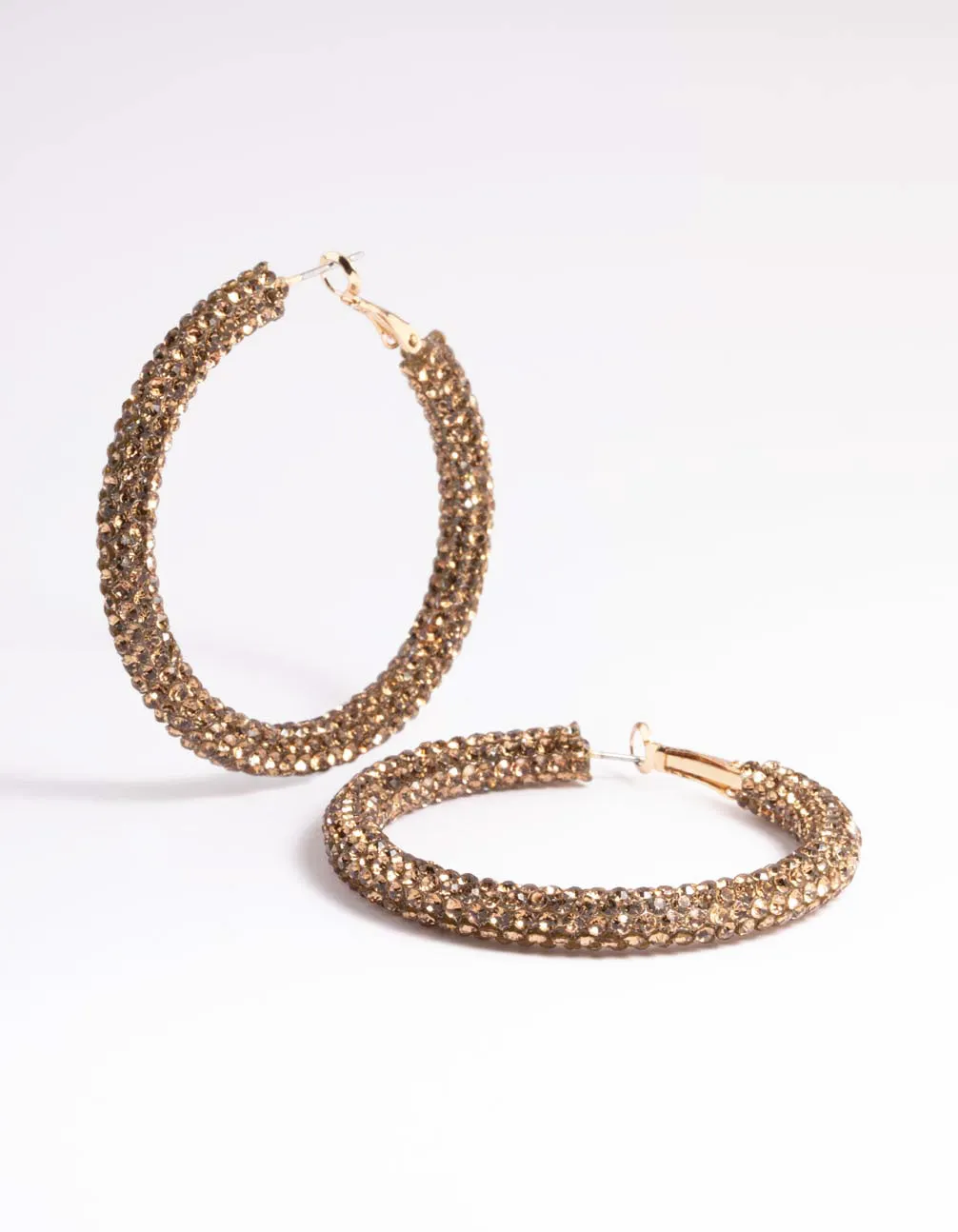 Gold Diamante 40mm Crystal Hoop Earrings