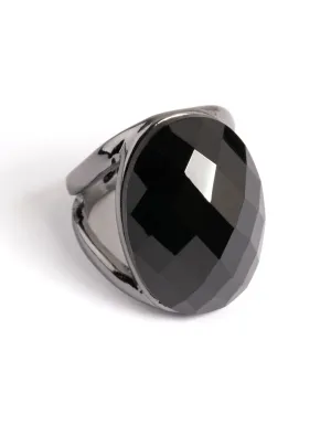 Gun Metal Facet Statement Oval Ring