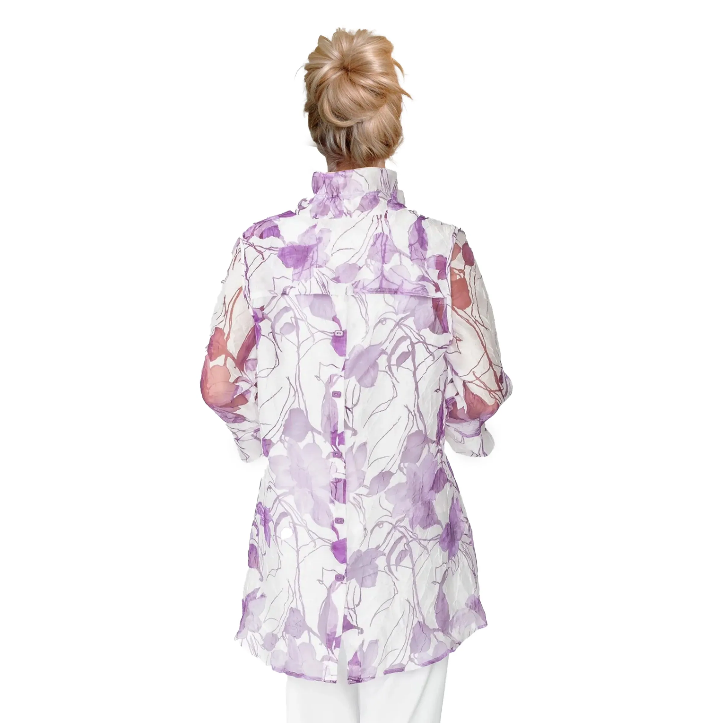 IC Collection Effortless Elegance Sheer Floral Blouse in Purple - 2277J-PPL