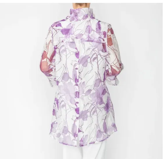 IC Collection Effortless Elegance Sheer Floral Blouse in Purple - 2277J-PPL