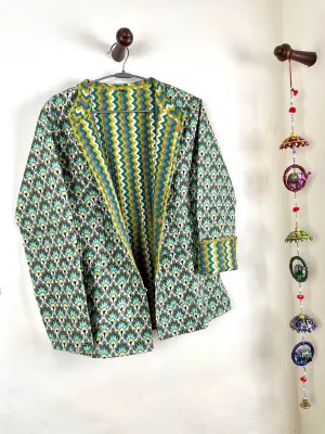 Indian Handmade Quilted Cotton Fabric Jacket Stylish Multi-Color Women's Coat, Reversible Waistcoat for Her