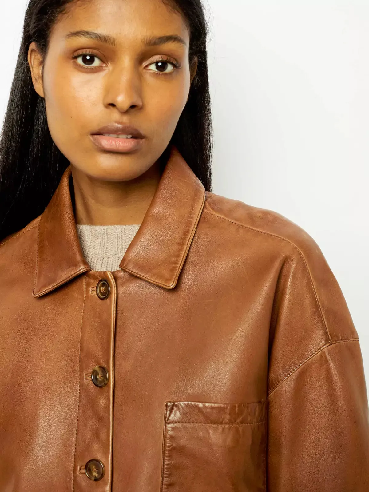 Krista™ | Elegant and Oversized Leather Jacket