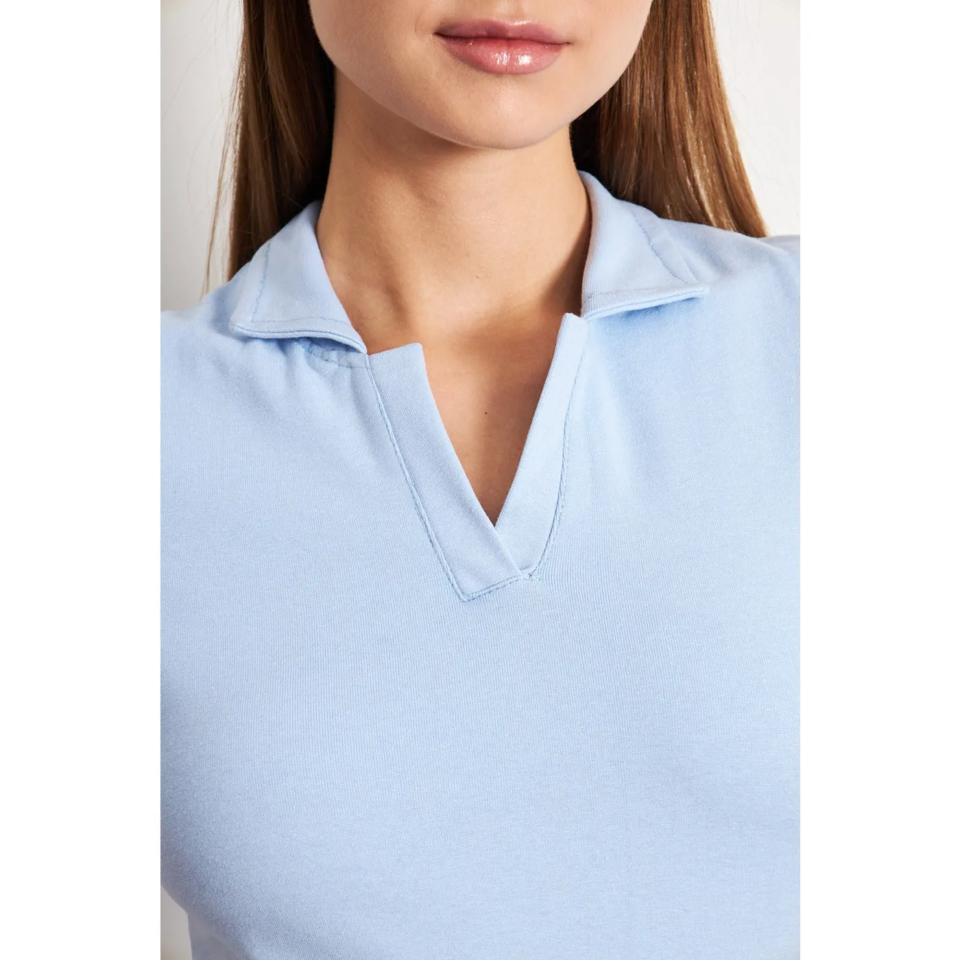 Light Blue Rib Knit Polo