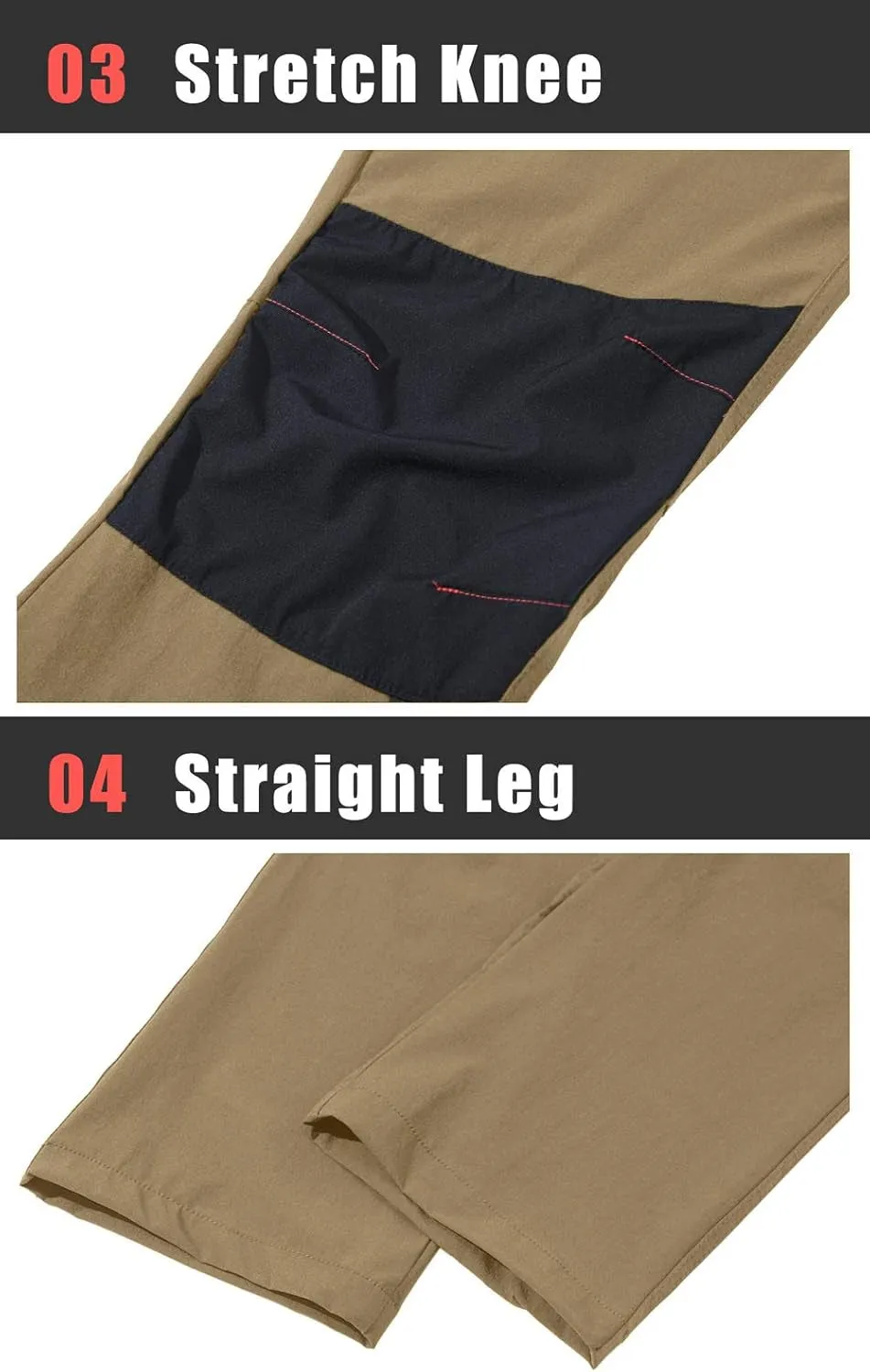 Men'S Hiking Pants Lightweight Quick-Dry Summer Waterproof Pants Khaki, 36