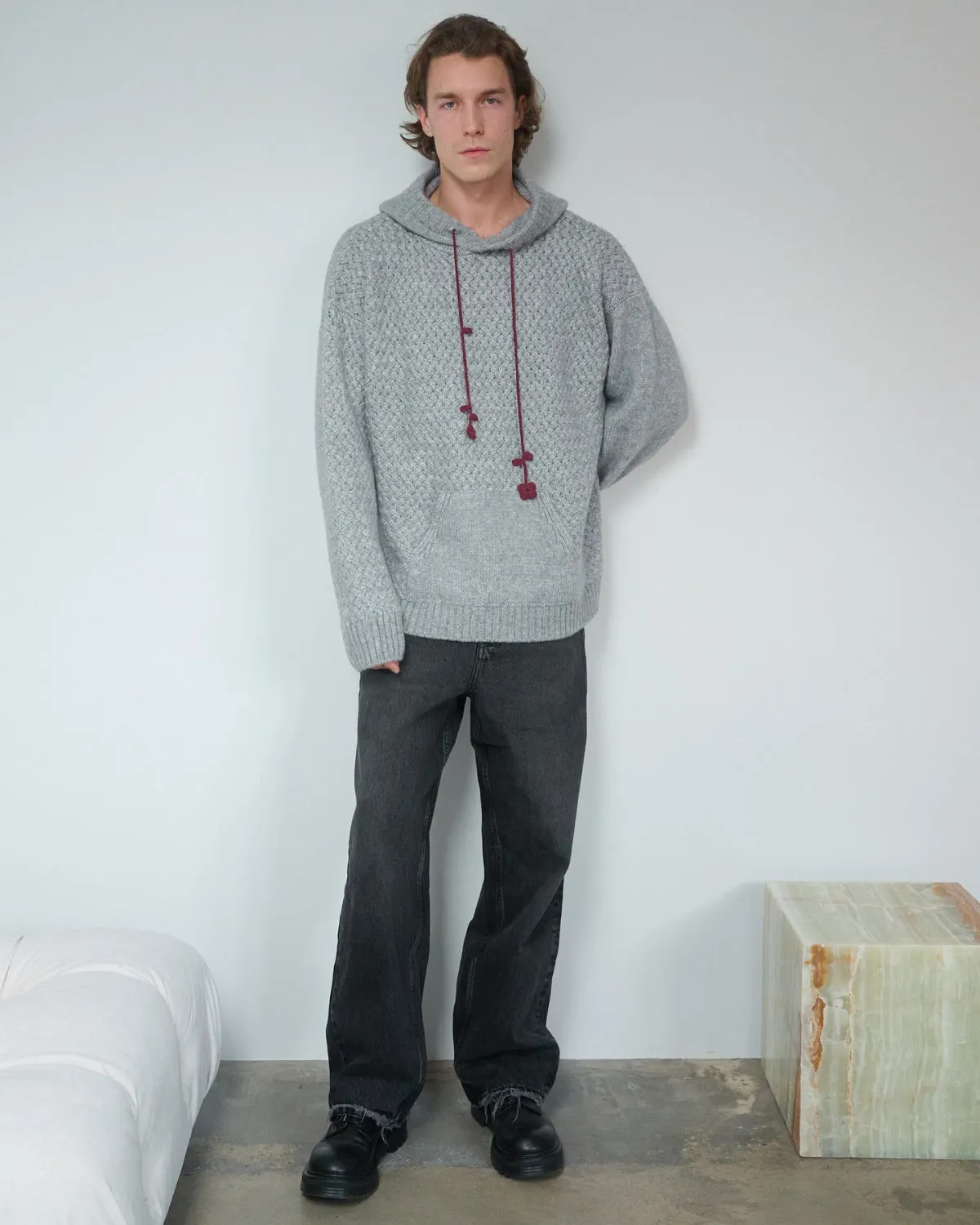 Men's Žilvinas: Fog Grey Merino Wool Hoodie