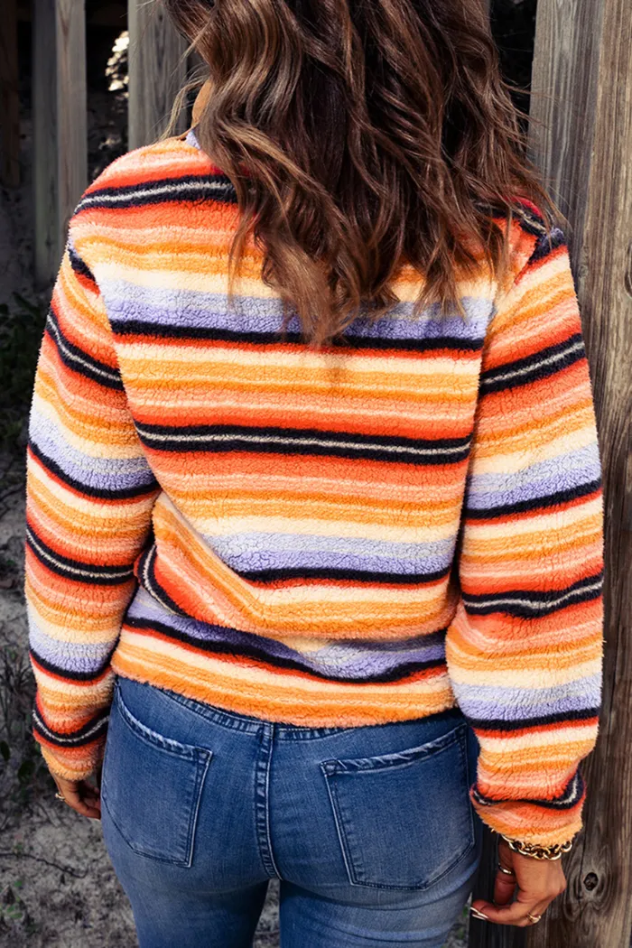 Multicolor Striped Sherpa Sweatshirt