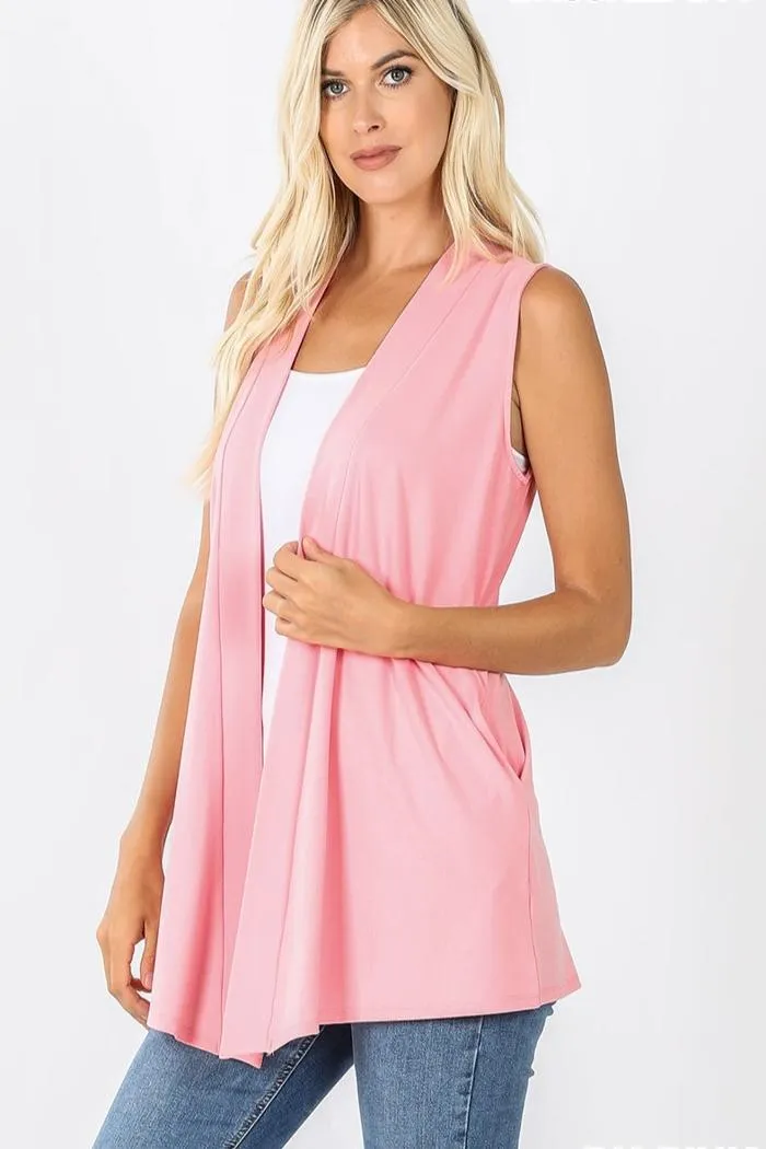 Open-Front Sleeveless Cardigan