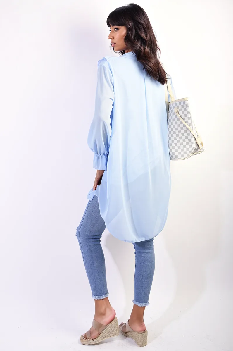 Oversized Ruffle Long Sleeve Blouse