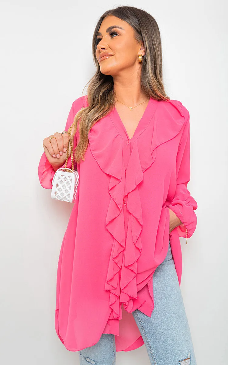 Oversized Ruffle Long Sleeve Blouse